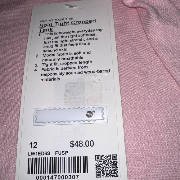 Lululemon Hold Tight Cropped Tank Top pink size 12 - Picture 4 of 4